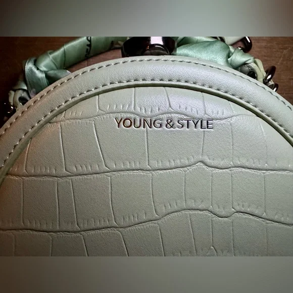 Mint Green Croc-Embossed Mini Bag - Picture 4 of 16